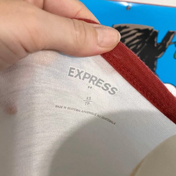 Express "Friday I Need You" Graphic Ringer Tee - Picture 3 of 3